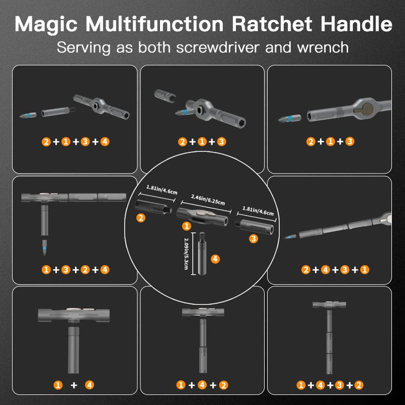 Faireach 42 in 1 Magnetic Screwdriver Set  DIY Ratchet Screwdriver Set  Multi Bit Magnetic Drive Set with Detachable Ratchet Handle  Portable Compact Repair Tool Kit for Furniture Computer Bicycle - Image 2